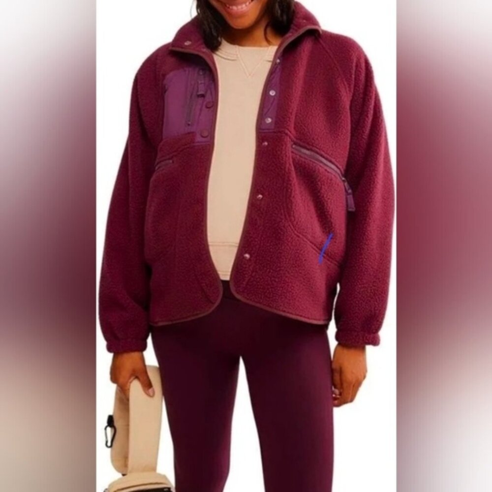 FP MVMT X Hatch HIT Fleece Jacket  Deep Maroon – Size L – New With Tags